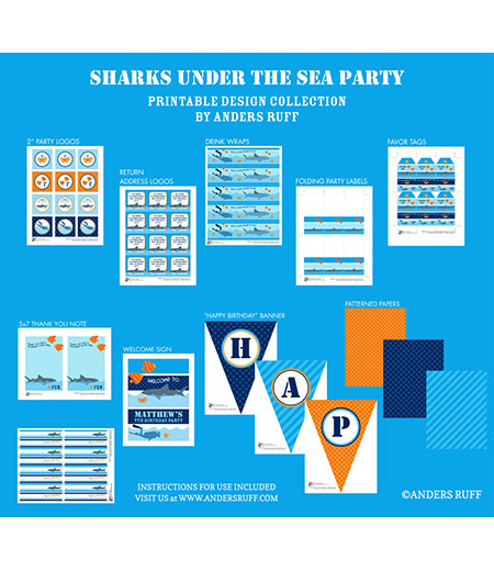 Shark Birthday Party Printables Collection